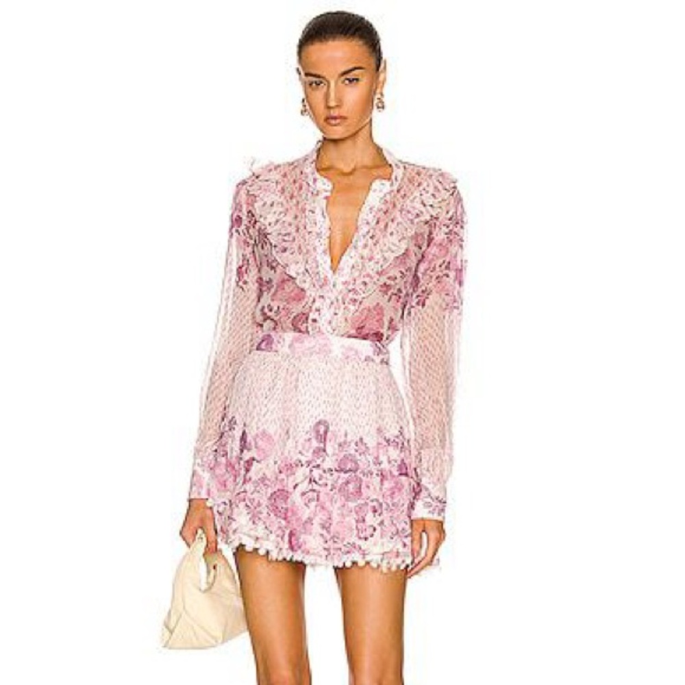 HEMANT & NANDITA Suki Mini Skirt & Top In Fuchsia, Size M